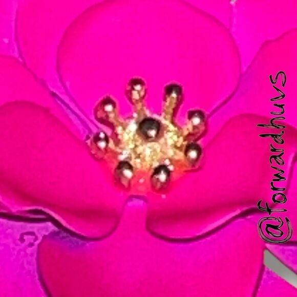 Hand Crafted Oversized Fuchsia Porcelain Floral Earrings - Picture 7 of 8